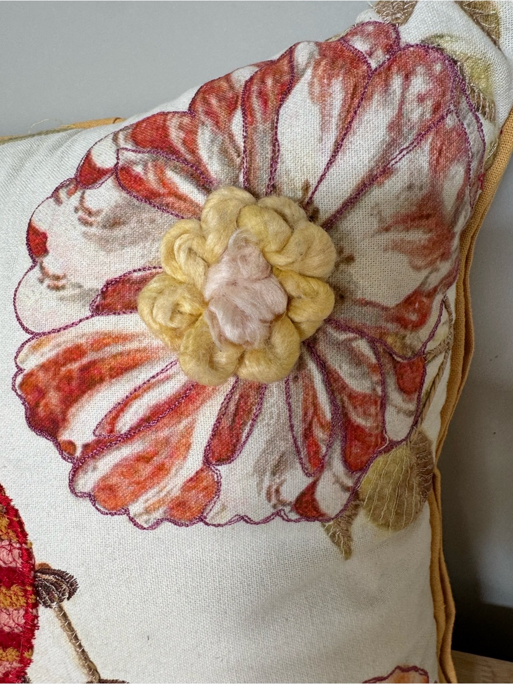 Pier 1 Embroidered Bird & Floral Accent Throw Pillow - Picture 3 of 7